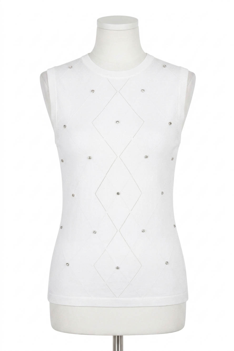 NEW ESQUALO women's salli sleeveless knit sweater in off white